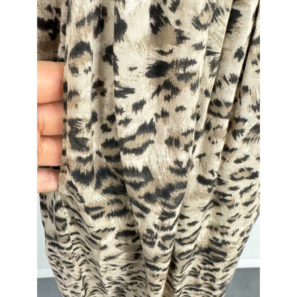 Rebecca Taylor Dress Animal Print Summer V Neck Pockets Rayon Relaxed Midi Sz 10 - Picture 4 of 12